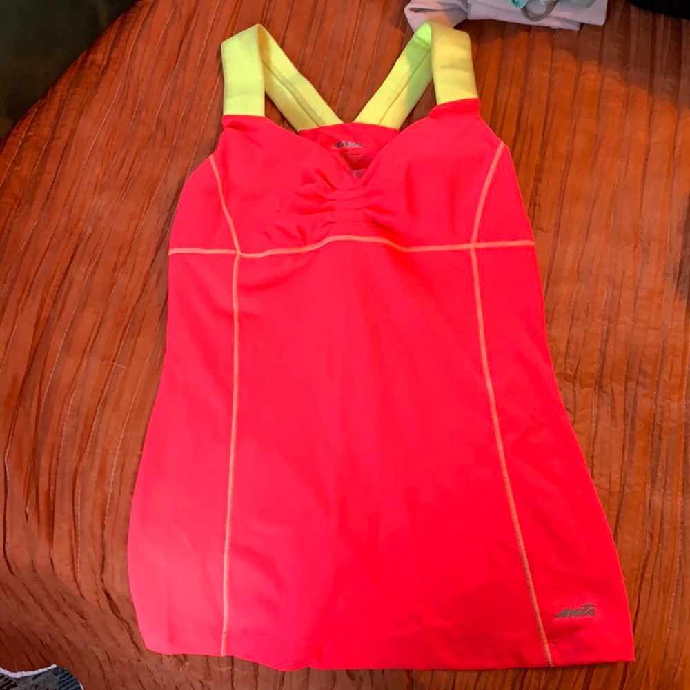 Avia Neon Coral & Yellow Workout Tank